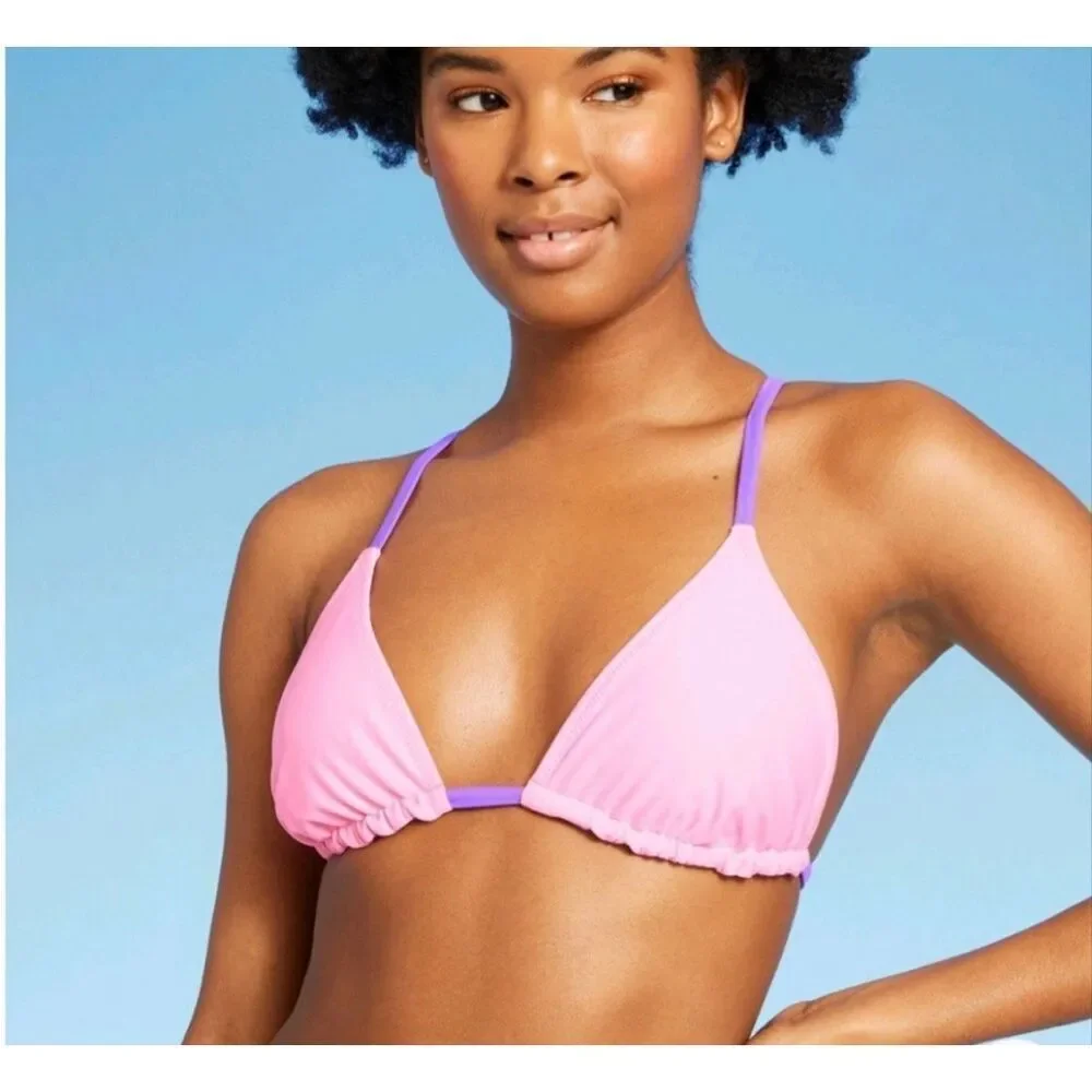 Wild Fable NWT size XS floral bikini top reversible pink purple